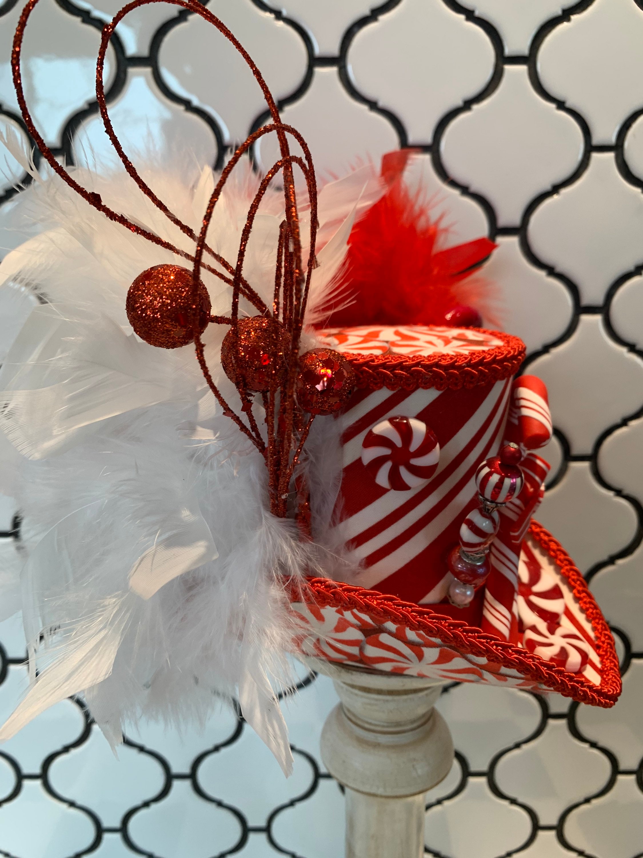 Candy Cane Mini Top Hat