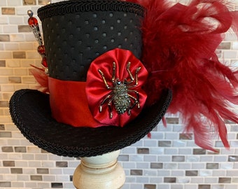 Dracula, Spider, Mini Top Hat, Vampire Steampunk Fascinator, Halloween Costume Hat, MADE to ORDER ONLY!!