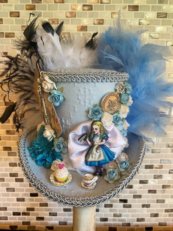 MADE to ORDER ONLY!! Alice in Wonderland Mini Top Hat, Light Blue