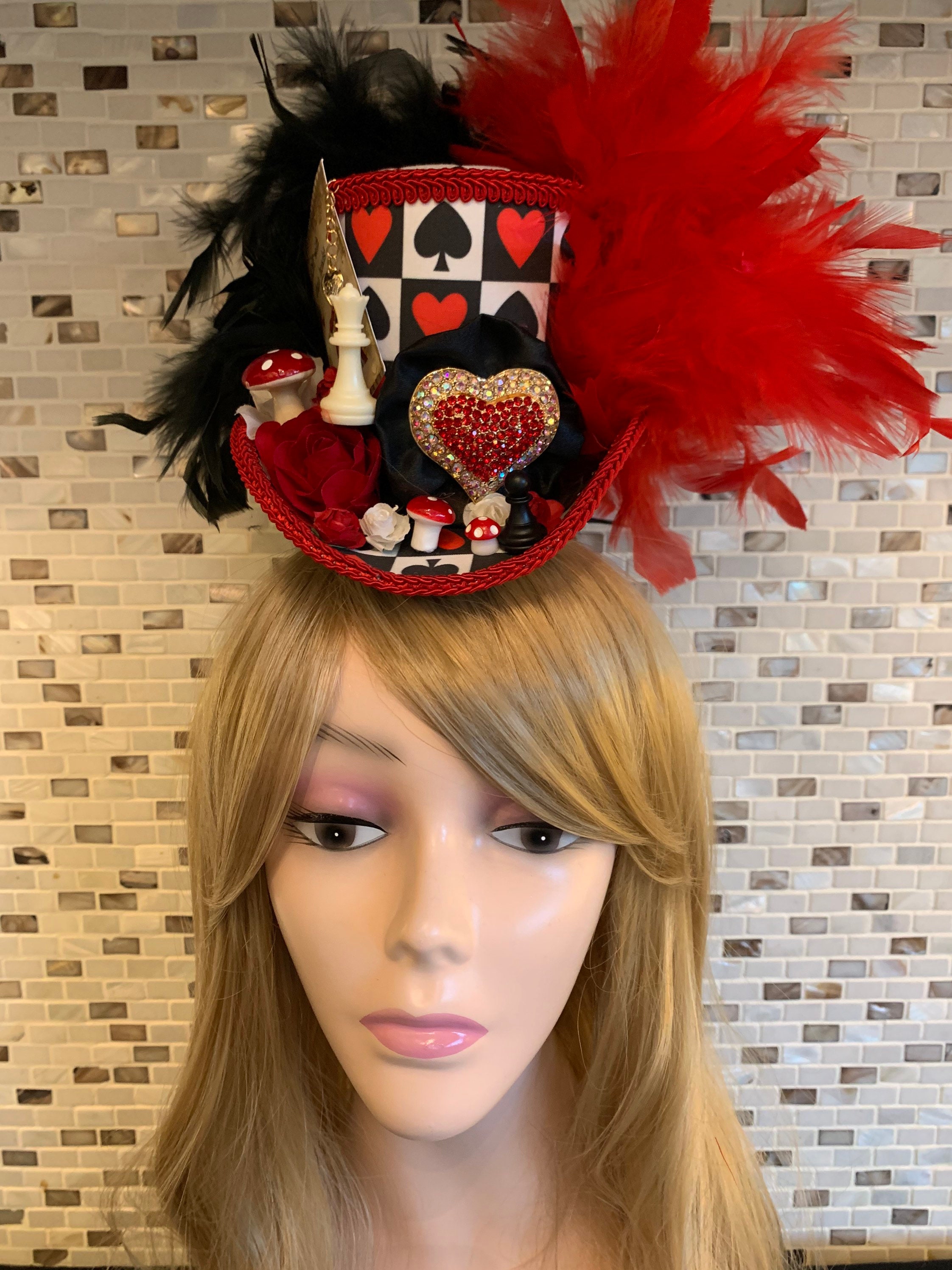 Queen of Hearts Hat- Distressed Red