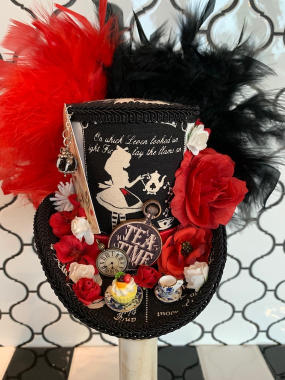 Alice in Wonderland Mini Top Hat, Black Fabric, Alice  display picture 3