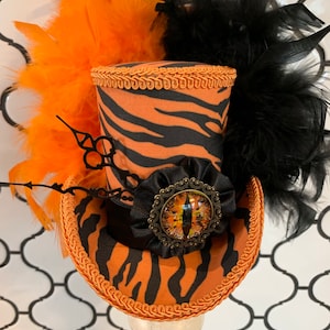 READY to SHIP NOW!!  Tiger Mini Top Hat, Orange Cat Fascinator, Cat Eye Hat, Tigger, Winnie the Pooh Hat