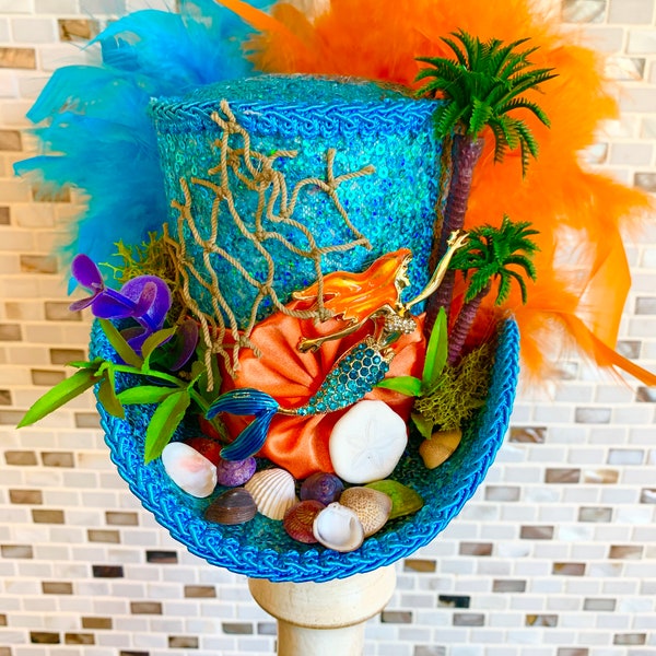 MADE to ORDER ONLY!  Mermaid Mini Top Hat, Ocean and Beach Fascinator