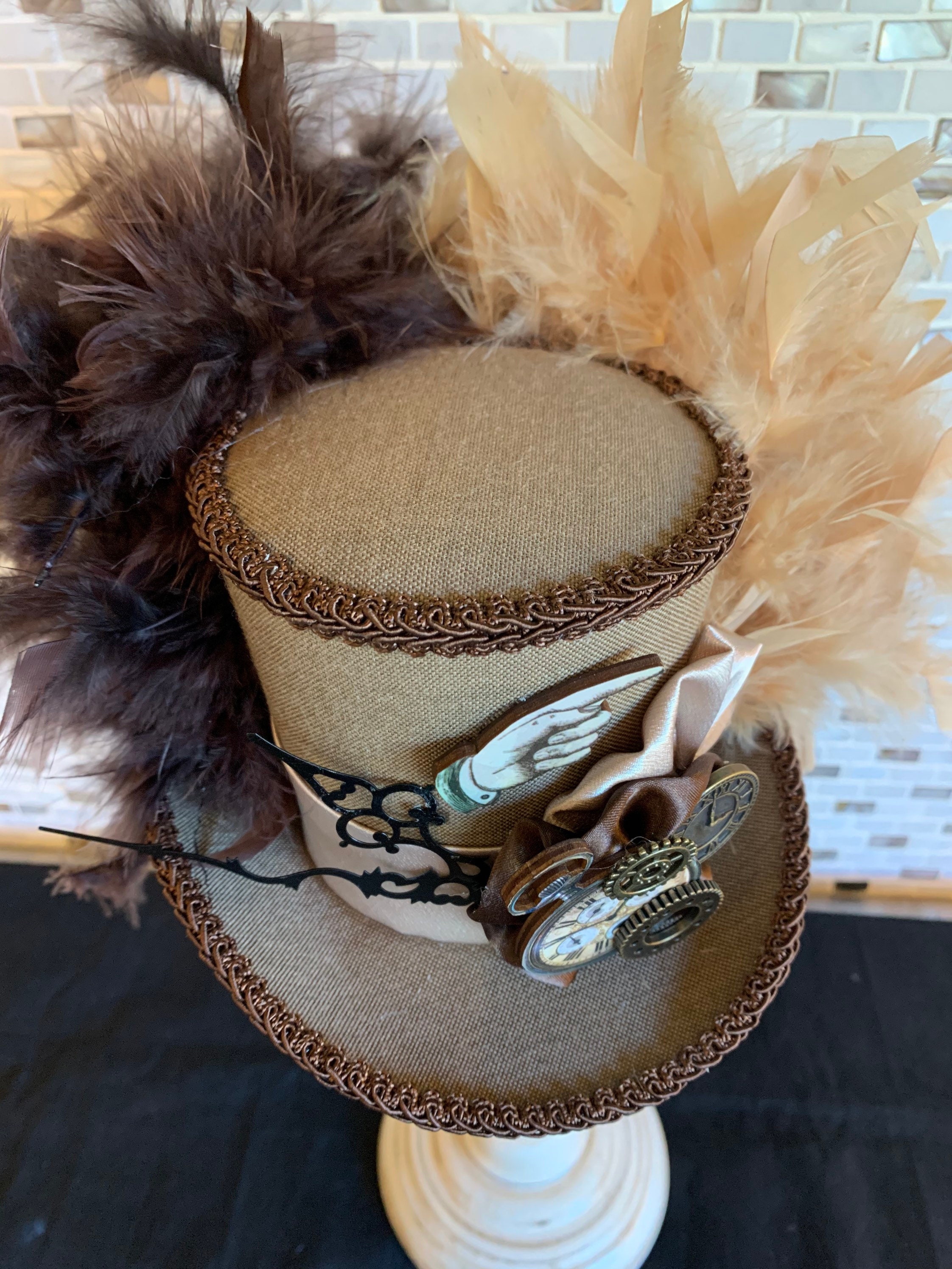 Christmas| Autumn Mini Top Hat, Steampunk hat Steam Punk Lady Mini Hat With Veil - Dark in Love Women main image 2