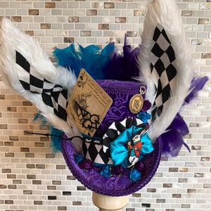 White Rabbit Mini Top Hat, Alice In Wonderland Fascinator, Rabbit Ears Mini Top Hat, Choose Your Fabric Color!  MADE to ORDER ONLY!!