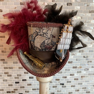 Sailing Ship Mini Top Hat, Pirate Ship Fascinator, MADE to ORDER ONLY!!
