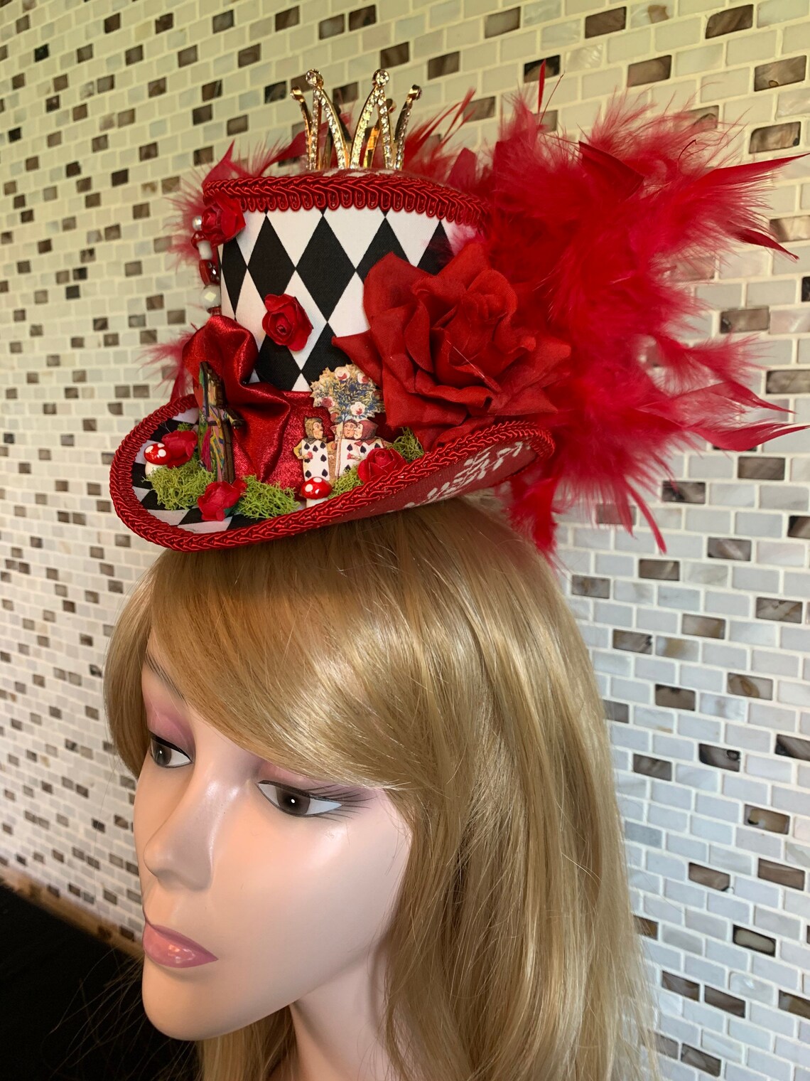 MADE to ORDER ONLY Queen of Hearts Crown Mini Top Hat Alice | Etsy