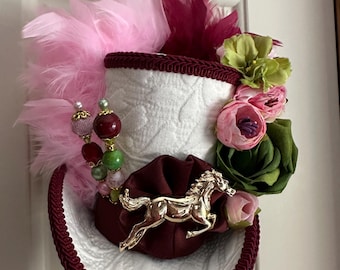 Kentucky Derby Mini Top Hat, Horse Fascinator, MADE to ORDER ONLY!!