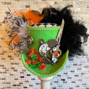 White Rabbit Mini Top Hat, Alice In Wonderland Fascinator, MADE to ORDER ONLY!!