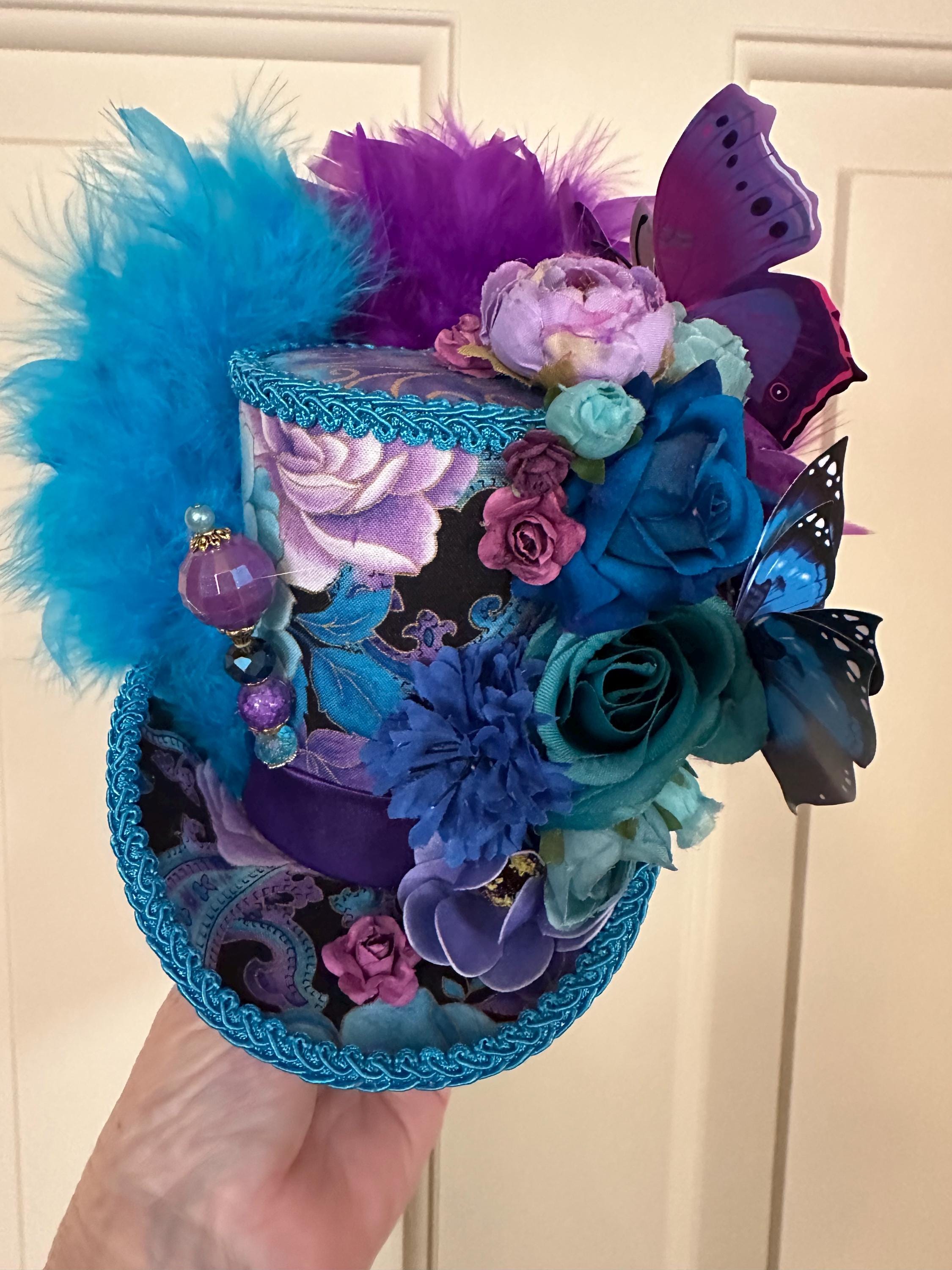 Tophat Stovepipe Hat Upcycle Butterfly Rose Patched European Cotton Raw Cottage Flutter On By Custom Butterfly Patch Trucker Hat (made to  main image 4