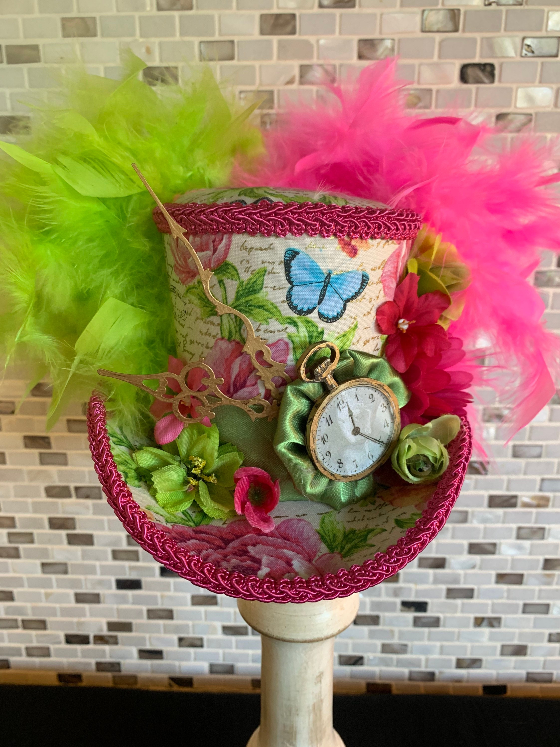 Alice In Wonderland Mini Top Hat, Pocket Watch Fascinator, MADE to ORDER ONLY!!