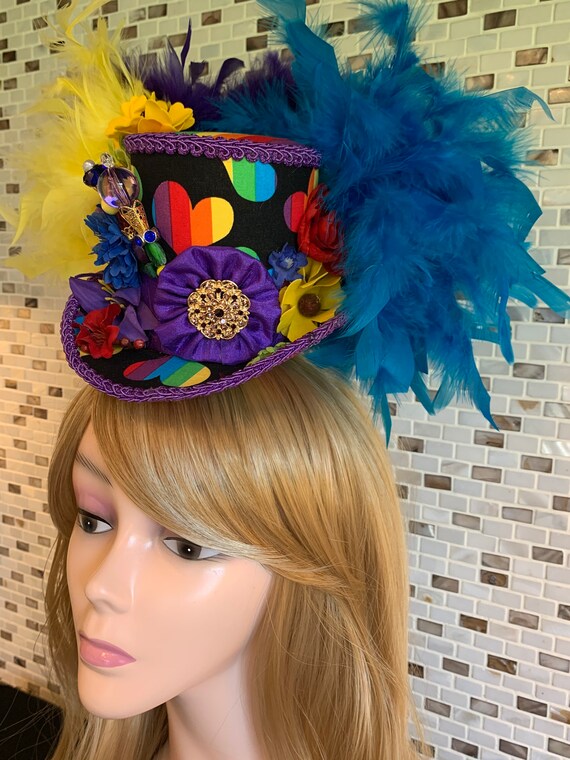 MADE to ORDER Only!! Rainbow Multicolored Mini Top Hat, Gay  display picture 1
