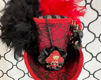 MADE to ORDER ONLY!!  Pirate Ship Mini Top Hat, Caribbean Pirate Fascinator