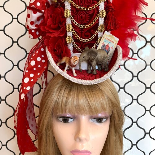 MADE to ORDER ONLY!! Extra Large, shops 6” Tall Circus Mini Top Hat, Ringmaster, Master of Ceremonies Fascinator, Tree Topper