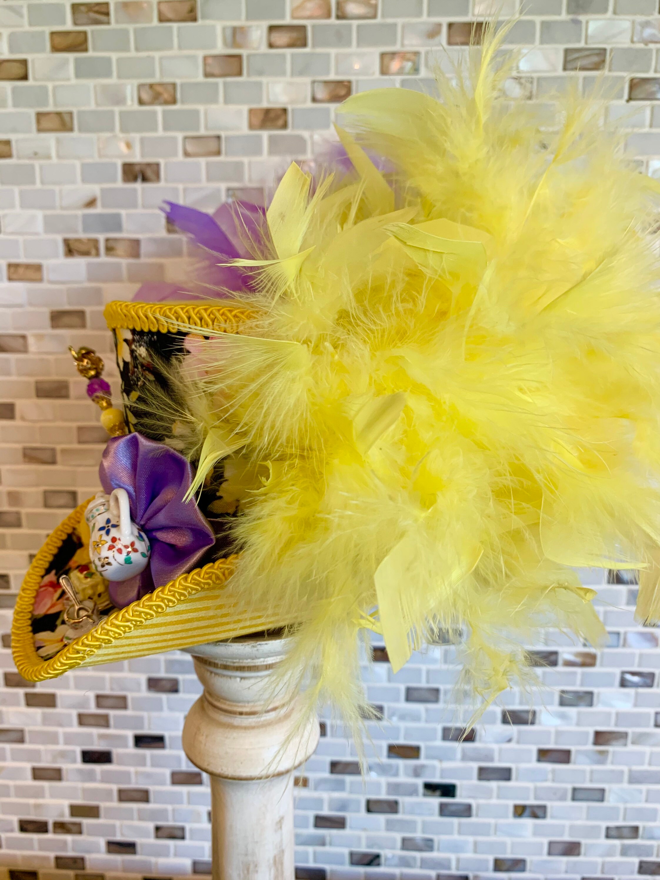 MADE to ORDER ONLY Teacup Mini Top Hat Tea Set Hat Yellow Etsy