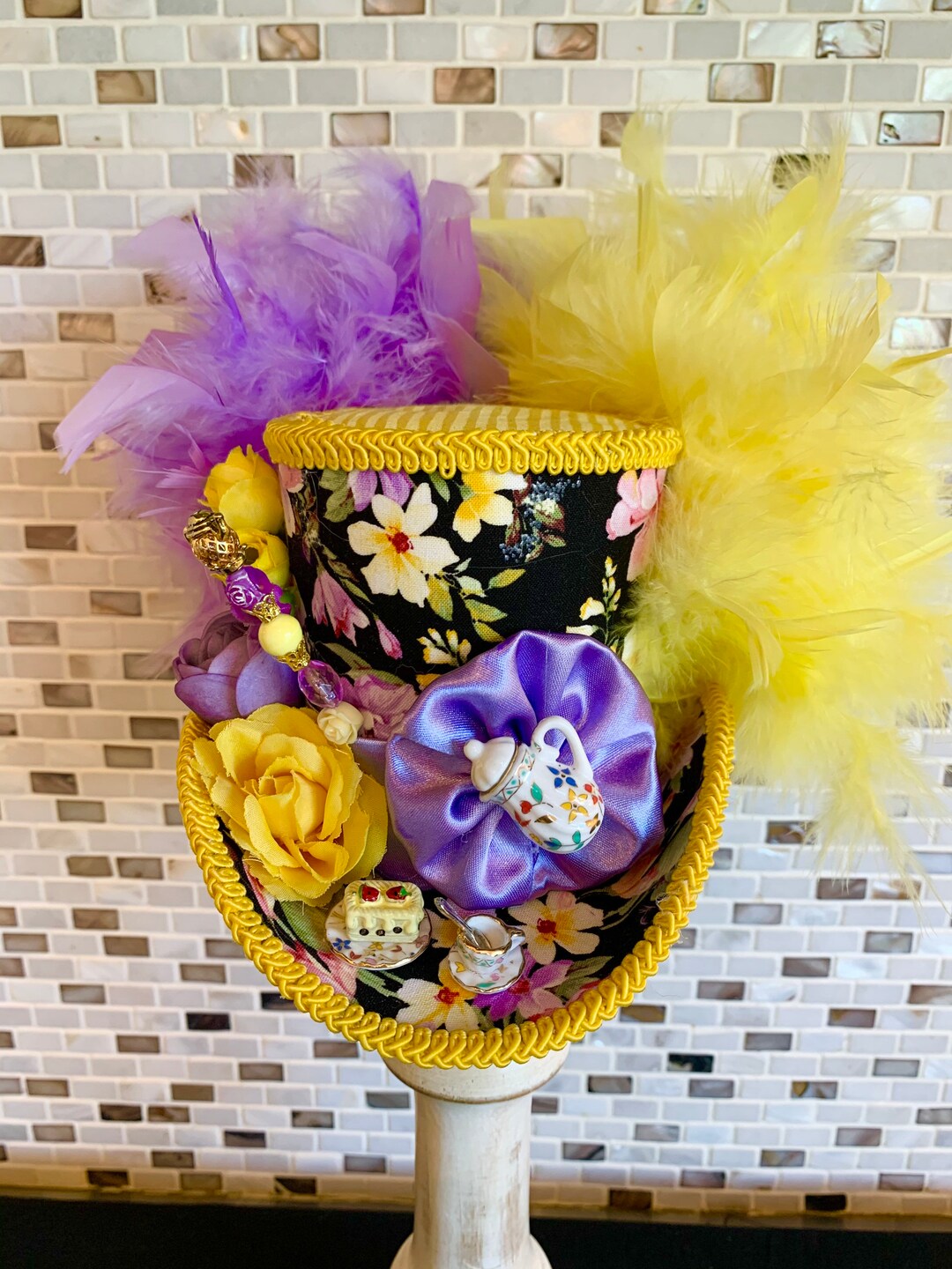 MADE to ORDER ONLY Teacup Mini Top Hat Tea Set Hat Yellow Etsy