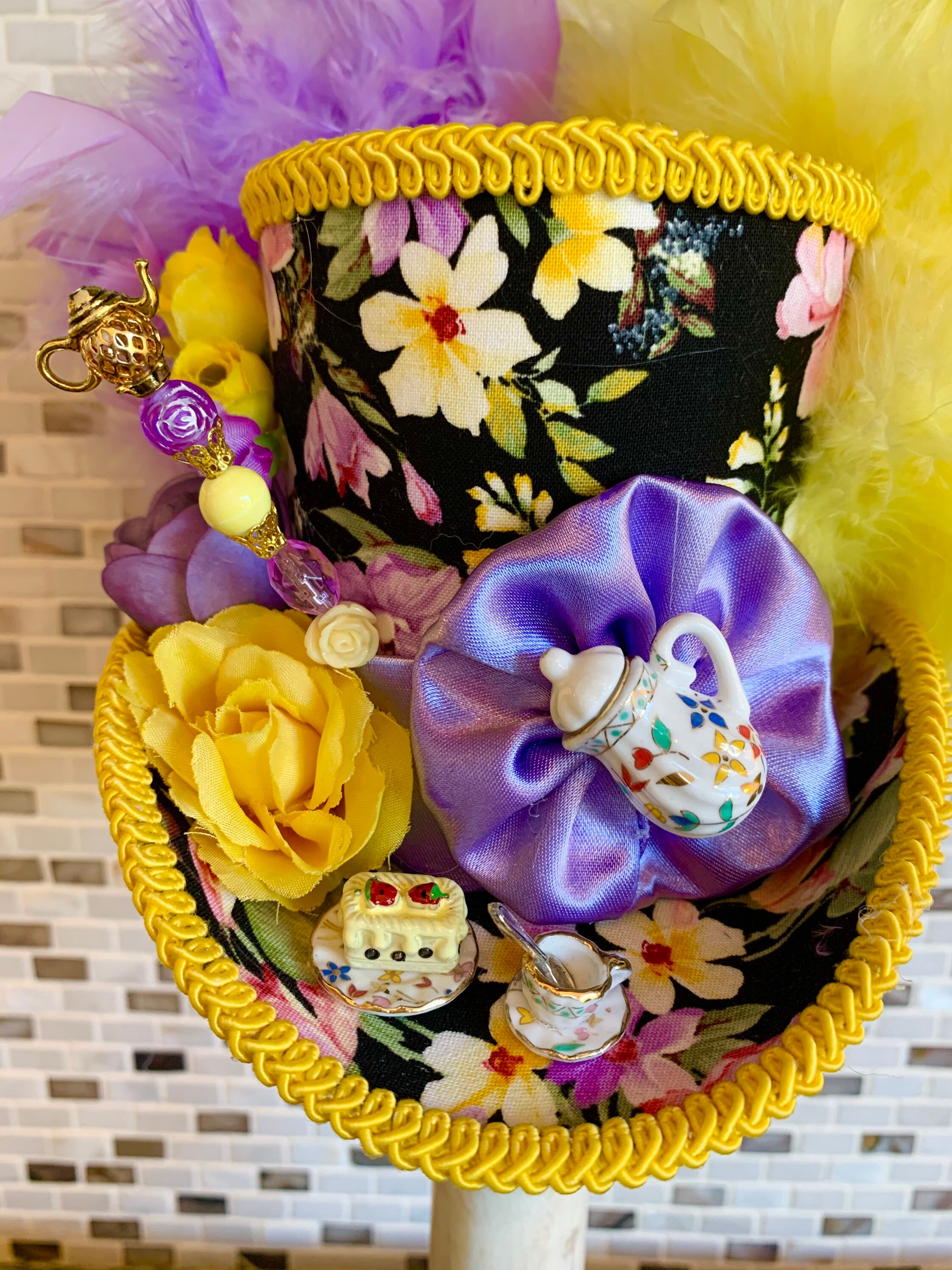 MADE to ORDER ONLY Teacup Mini Top Hat Tea Set Hat Yellow Etsy