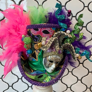 MADE to ORDER ONLY!!  Mardi Gras Mini Top Hat, Fat Tuesday Fascinator