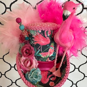 Flamingo Mini Top Hat, Alice In Wonderland Mini Top Hat, Flamingo Fascinator, MADE to ORDER ONLY!!