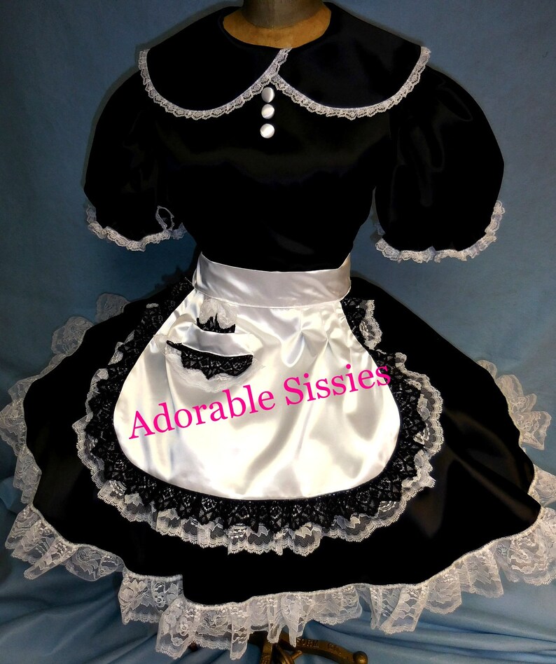 Sissy Cross Dressing French Maid Dress of Elegance This Adorablesissies maid outfit is made to serve in you will be the best Sissy Maid image 6