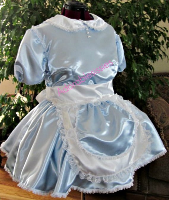 Sissy Maid Dress in Baby Blue Satin With White Apron Trimmed in White Lace All Sissy Maids Crossdressers Will Love This French Maid - Etsy Sissy Maid Dress in Baby Blue Satin With White Apron Trimmed in White Lace All Sissy Maids Crossdressers Will Love This French Maid - Etsy