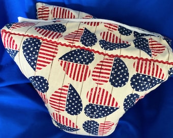 Waddle Diaper Spread Diaper hearts in Patriotic Flag design for the adult baby diaper lover.