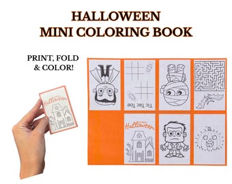 Halloween Mini Malbuch PDF / Kinder Party Geschenk, Süßes oder Saures Alternative, printable Aktivität
