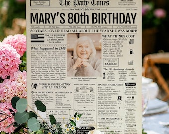 80er Geburtstag Zeitungsposter | Personalisiertes Geschenk für Opa oder Oma | Gedruckt oder Digital