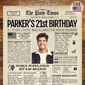 Geschenk zum 21. Geburtstag | 2004 Zeitungsschild | 21. Geburtstag für Sie oder Ihn | 21. Geburtstag Dekor | 21. Geburtstag Dekorationen