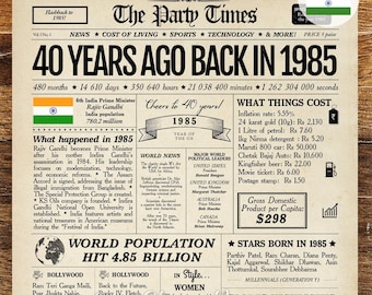 1985 India 40th Birthday Newspaper Poster (Digital Download)