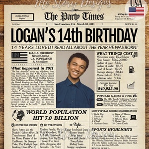 Geschenkidee zum 14.Geburtstag für Jungen und Mädchen | 14th Birthday Zeitungsschild | Zurück zu Das Beste aus 2011