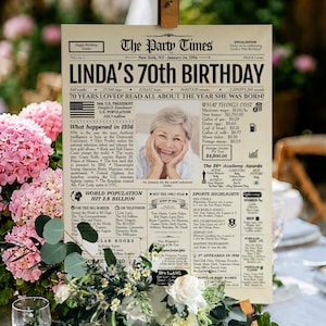 70th Birthday Gift For Men and Women | Personalized Newspaper Poster | Printed or Digital