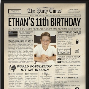 11.Geburtstag Geschenk für Mädchen und Jungen | Zurück zu den Besten aus 2014 | 11th Birthday Zeitungsschild