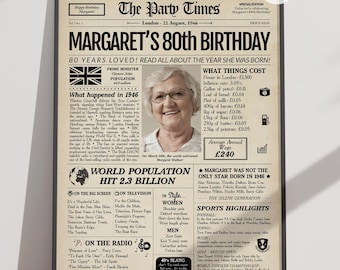 80th Birthday UK Zeitung Poster Britisch | 1946-Jahresrückblick | UK Ausgabe