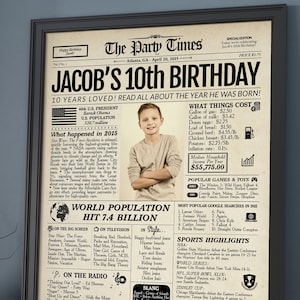 Geschenk zum 10.Geburtstag für Jungen und Mädchen | 2015 Zeitung Poster | Geschenk zum 10
