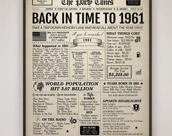 Póster de cumpleaños de 1961 (publicado en un periódico) / Regalo de 65 cumpleaños (digital o impreso)