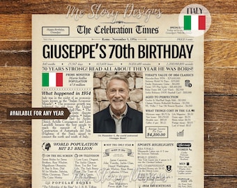 ITALY Personalized Birthday Gift Newspaper Poster - Italian version - ANY Year - Unique Gift Idea - Custom Birthday Sign