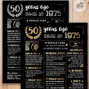 Back in 1975 Poster, 50th Birthday Gift, 50th Birthday Sign, 1975 Birthday Poster, Born in 1975, 50th Anniversary Gift
