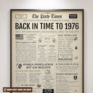 1976年の新聞ポスターサイン | 49歳の誕生日プレゼント | 49周年記念プレゼント | 1976年の誕生日ポスター | 49年前の1986年