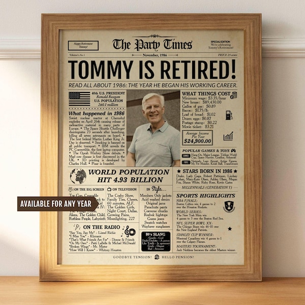 Retirement Gift for Men or Women | Work Anniversary | Retirement Card Poster Sign | ANY YEAR