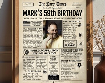 59th Birthday Gift Newspaper Poster | Personalized Back In 1967 Sign | Digital or Printed