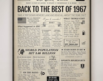 1967 Newspaper 59th Birthday Sign | 1967 Year in Review | Digital or Printed