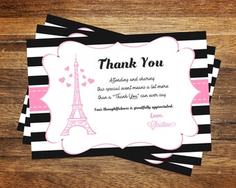 Paris Chic Parisian Personalized Birthday Party Thank You Cards Paris Chic Parisian Personalized Birthday Party Thank You Cards