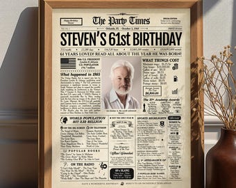 61st Birthday Gift Newspaper Poster | Personalized Back In 1965 Sign | Digital or Printed
