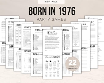 50th Birthday Party Games | Born in 1976 Trivia | 22-in-1 Bundle | Printable