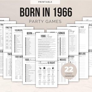 60th Birthday Party Games | Born in 1966 Trivia | 22-in-1 Bundle | Printable