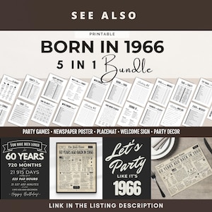 Letrero de periódico para regalo de 60 cumpleaños: Resumen del año 1966 (digital o impreso) imagen 9
