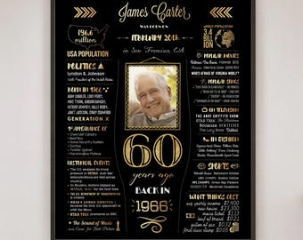 Regalo de 60 cumpleaños para hombres o mujeres / Datos y aspectos destacados del letrero de 1966 / Impreso o digital