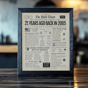 21st Birthday Gift Newspaper Sign 2005 Year in Review | Digital or Printed image 4