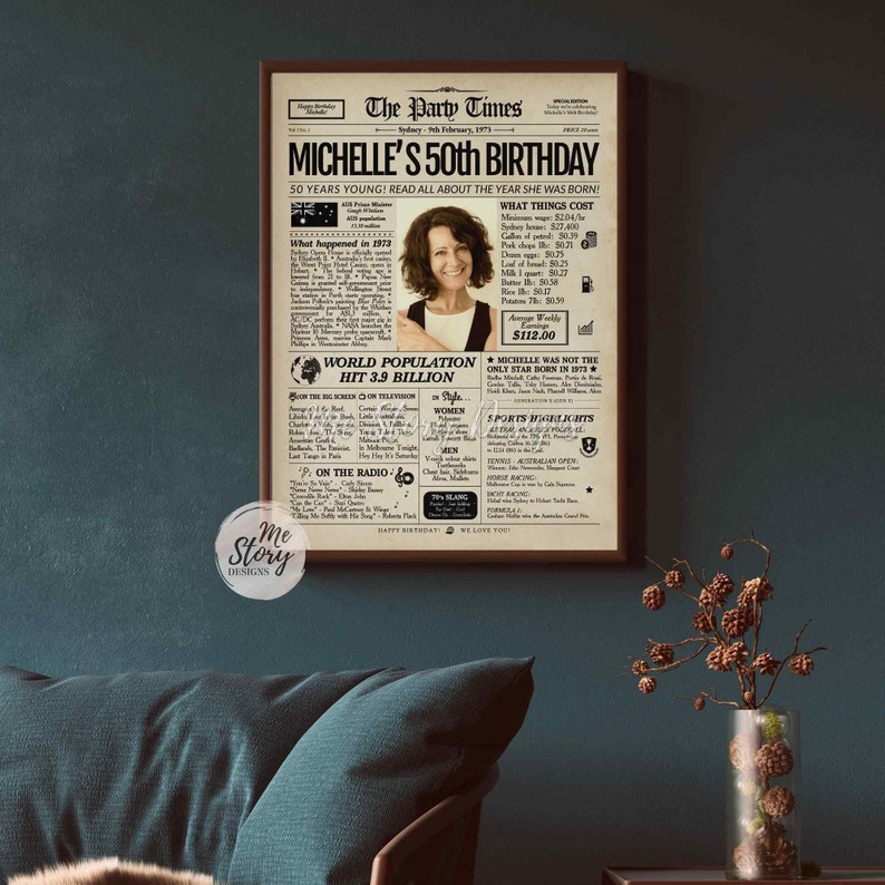 50th Birthday Newspaper AUSTRALIA 1973 Birthday Gift AU Back Etsy